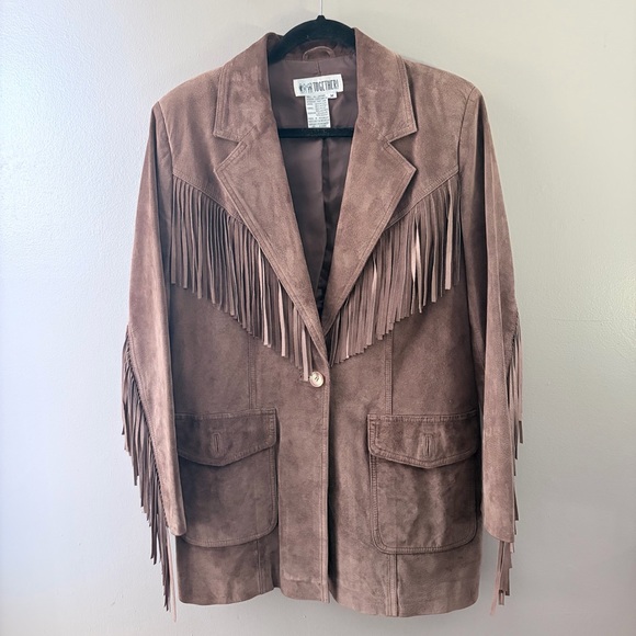 Together! Jackets & Blazers - Vintage TOGETHER! Brown Suede Fringe Coat
